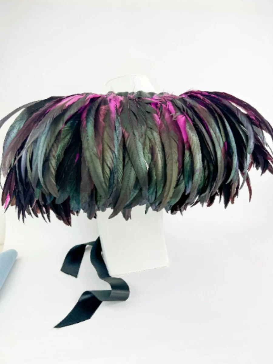 Multicolor Feather Collar awl Evening Gown Accory Double Layer Collar Netie ex Sexy Sle Women's Faion Men's Wear