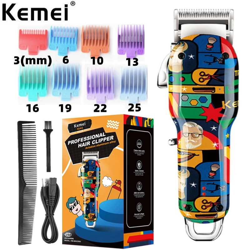 

Kemei Rechargeable Hair Trimmer For Men Electric Professional Hair Clipper Beard Powerful Hair Cutting Machine Adjustable