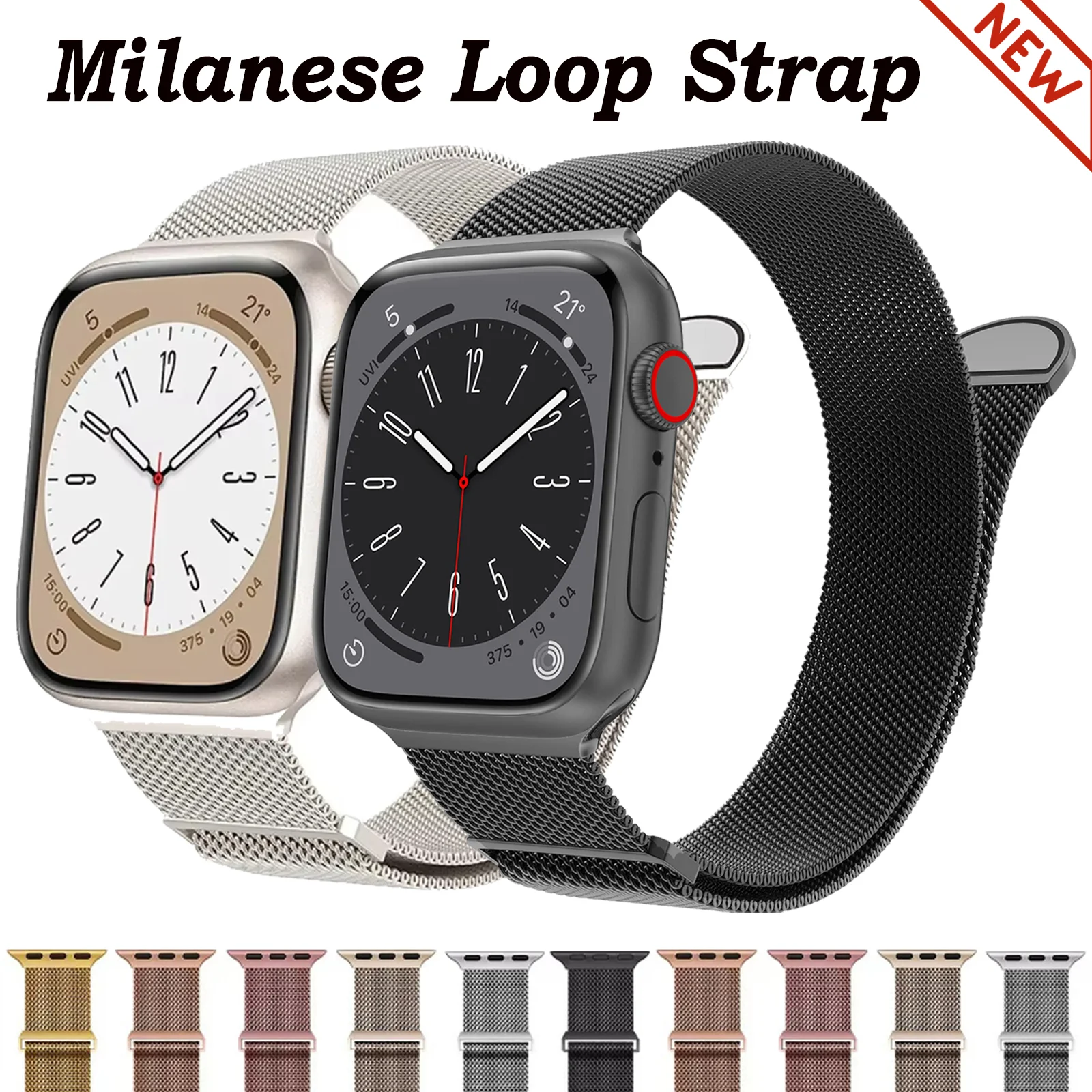 Mesh Metal Loop Band for Apple Watch Band 40mm 41mm 38mm 42mm 49mm Magnetic Stainless Steel Strap for iWatch Series 9 8 SE 7 6 5