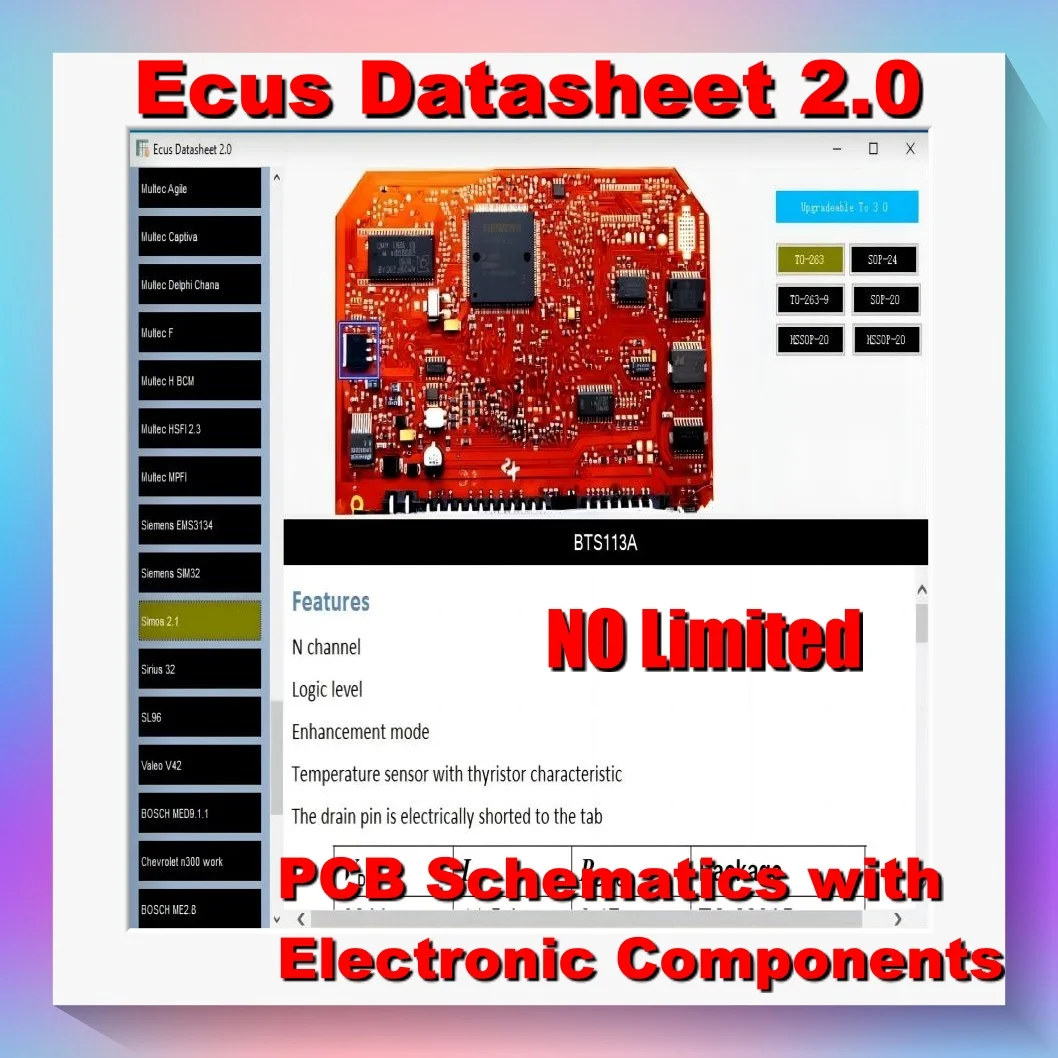 

Ecus Datasheet 2.0 ECU Repair Software For IAW Bosch PCB Schematic with Electronic Components of ECU and Additional Information