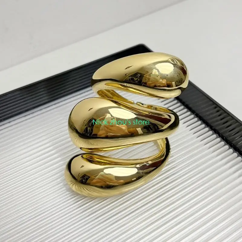 E15E سوار فاسق مبالغ فيه أساور واسعة قابلة للتعديل افتتاح أساور هندسية الذراع سوار المعصم مجوهرات مثالية للنساء