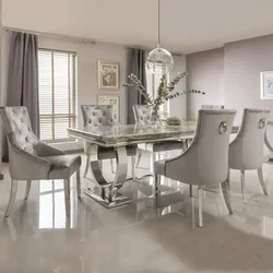 Modern Home Dining Room Furniture Dinning Room Table Luxury Stainless Steel Marble Dining Tables