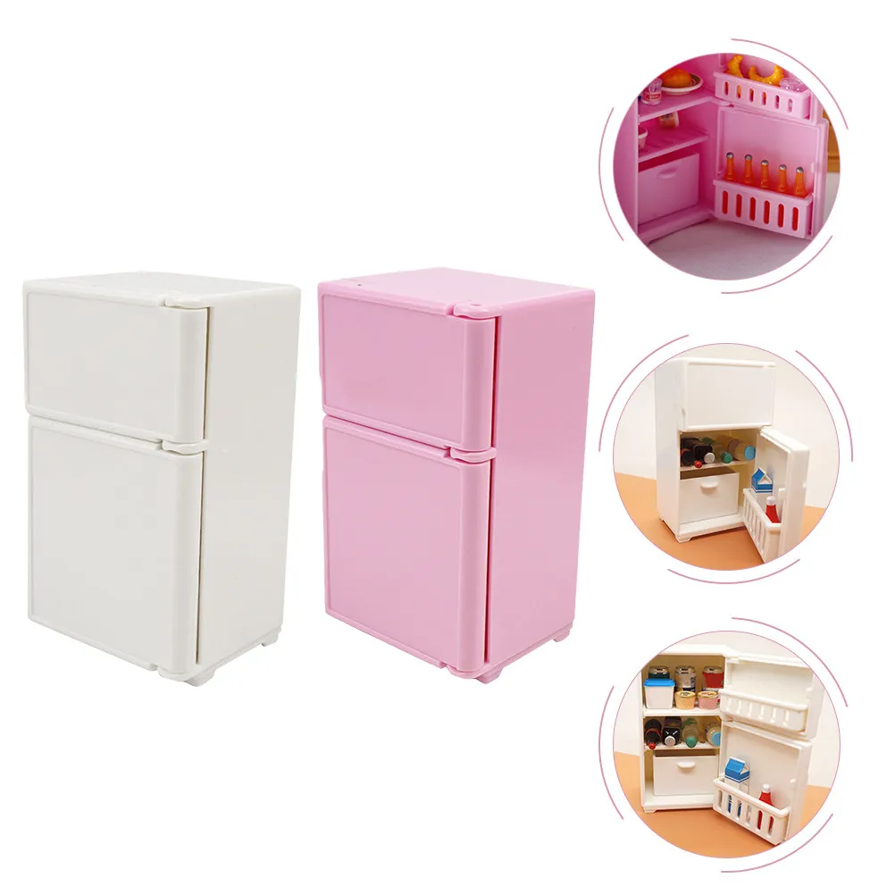 

2Pcs Miniature Refrigerator Furniture Dollhouse Mini Fridge Decoration for Kids Room Accessories Toy Refrigerator