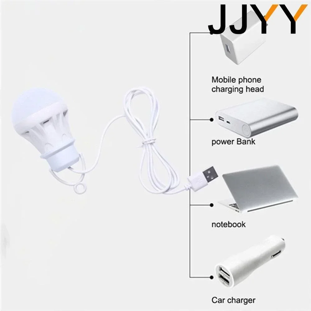 JJYY 100/240CM bombilla USB LED luz de Camping portátil Mini bombilla 5V luz de libro de energía con botón de interruptor