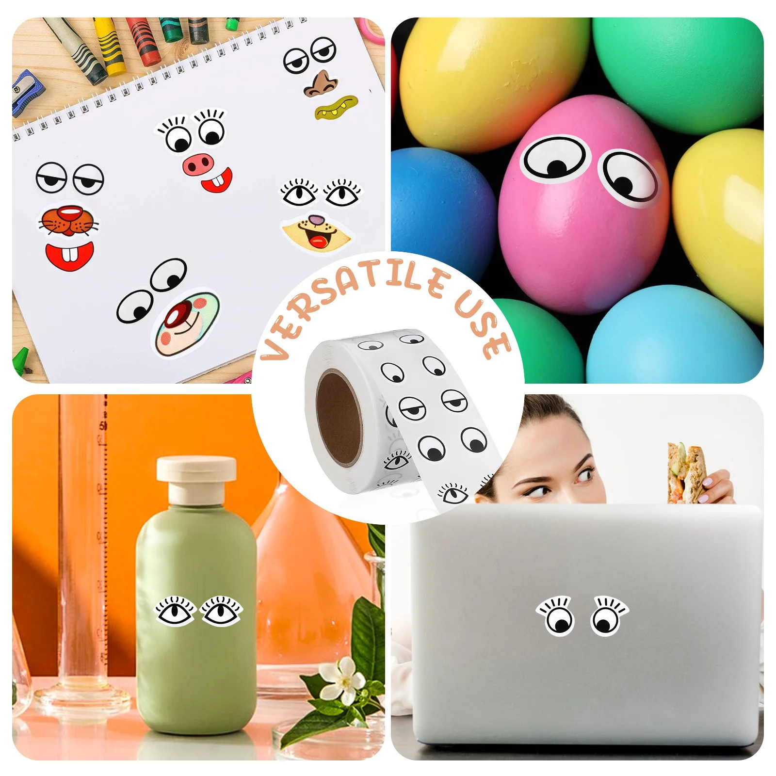 

1 Roll Cute Cartoon Eye Stickers Self Adhesive For Crafts Scrapbooking Diy Decor Sticker Ornaments Craft Supplies Small
