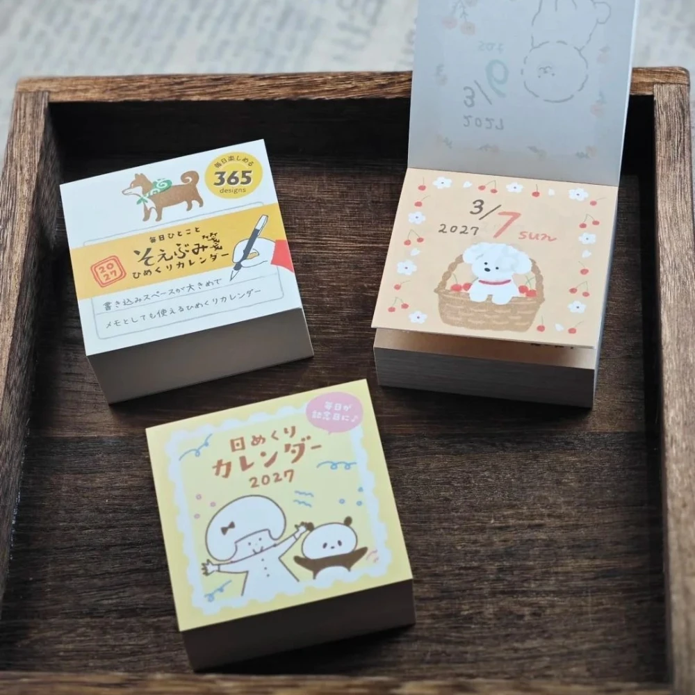 2027 Kawaii Apple Cat Calendar Daily Tear Off Desk 365 Days Cute Hand Drawn Illustration Block Mini Flip Calendar Planner Memo