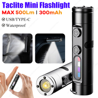 Taclite Portable Mini Flashlight with Hat Clip USB/TYPE-C Rechargeable Magnetic LED Flashlight Torch Waterproof Lamp for Emergen