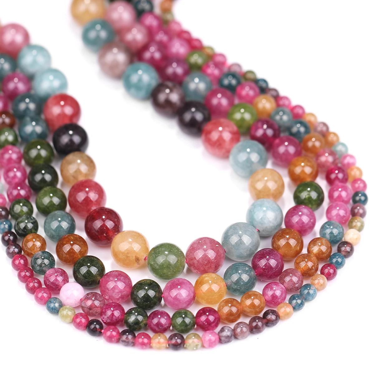 4/6/8/10mm Bunte Turmalin Jade Runde Perlen Für Schmuck Machen DIY Armband Halskette Ohrring Großhandel – Detail 4