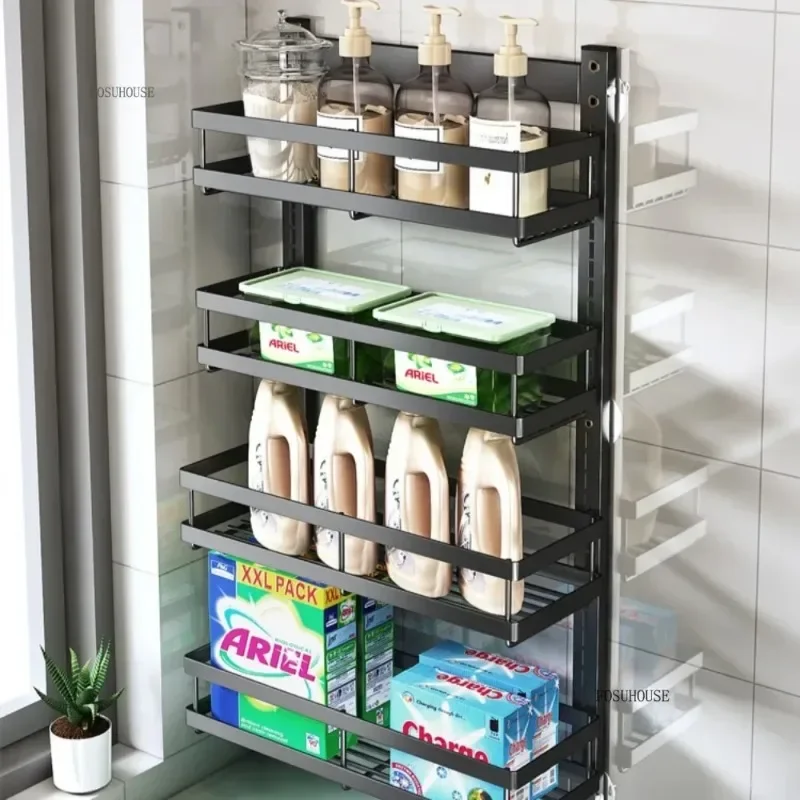 

Wall Mount Storage Racks for Kitchen Behind The Door Spice Racks Multi-Layer Bathroom Shelfs Adjus Closet Organizer Shelves