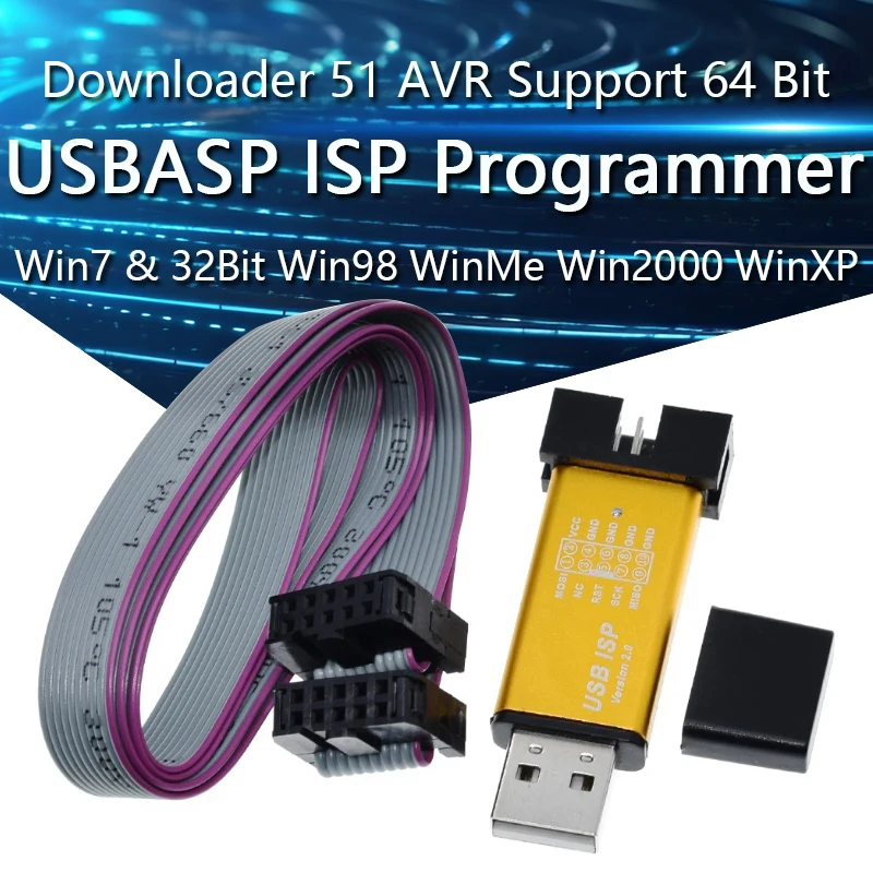 USBASP USBISP ISP Programmer Downloader for Arduino 51 ATMEL AVR Support 64 Bit Win7 & 32Bit Win98 WinMe Win2000 WinXP Win Vista