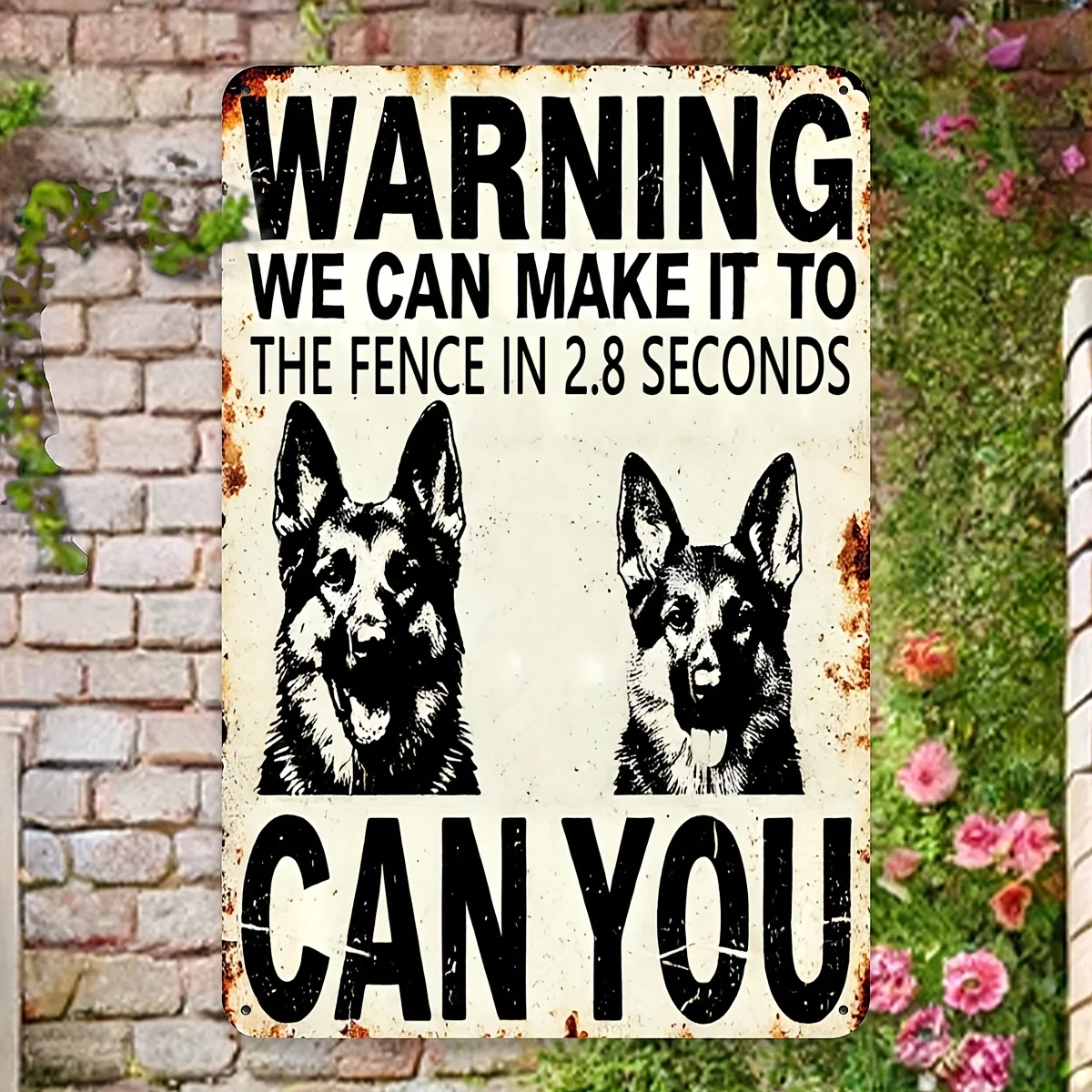 [ Metal Sign] Rustic  German Shepherd Warning Sign - 