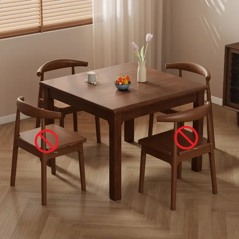 Nordic Style Solid Wood Square Dining Table Set with Foldable Portable Chairs for Small Apartment Modern Home Dinning Table