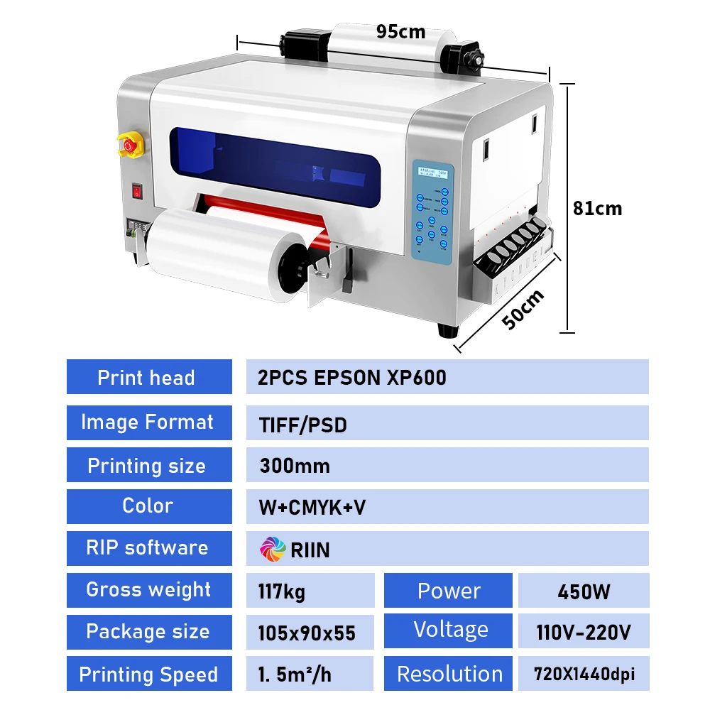 A3 UV DTF Printer UV Varnish Printing Machine with Built In Laminating Machine UV Impresora XP600 UV DTF Sticker Printer Bundle