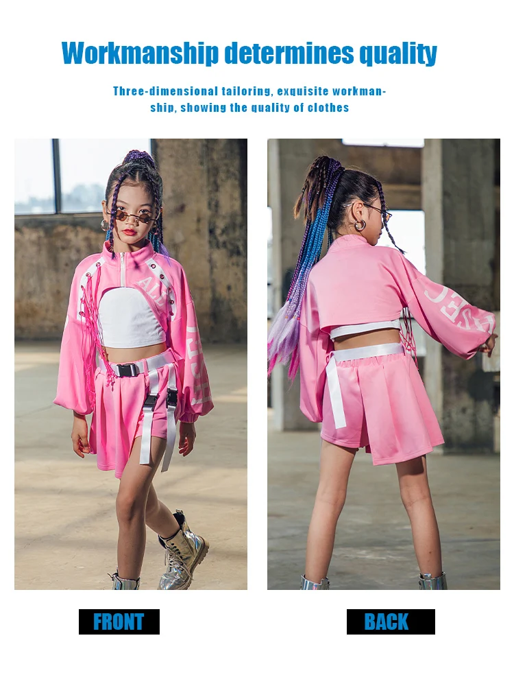Hip-hop Fashion Costume Cool Children\'s Runway Wear K-pop Stage Girls\' Fashionable Outfit Jazz Dance Performance Suit Kids