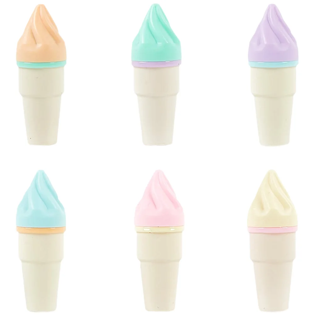 

6 Pcs Sweet Cone Highlighters Cute Mini Stationery Portable Markers Pens for Book Reading Kids Various Colors No Ink Leakage