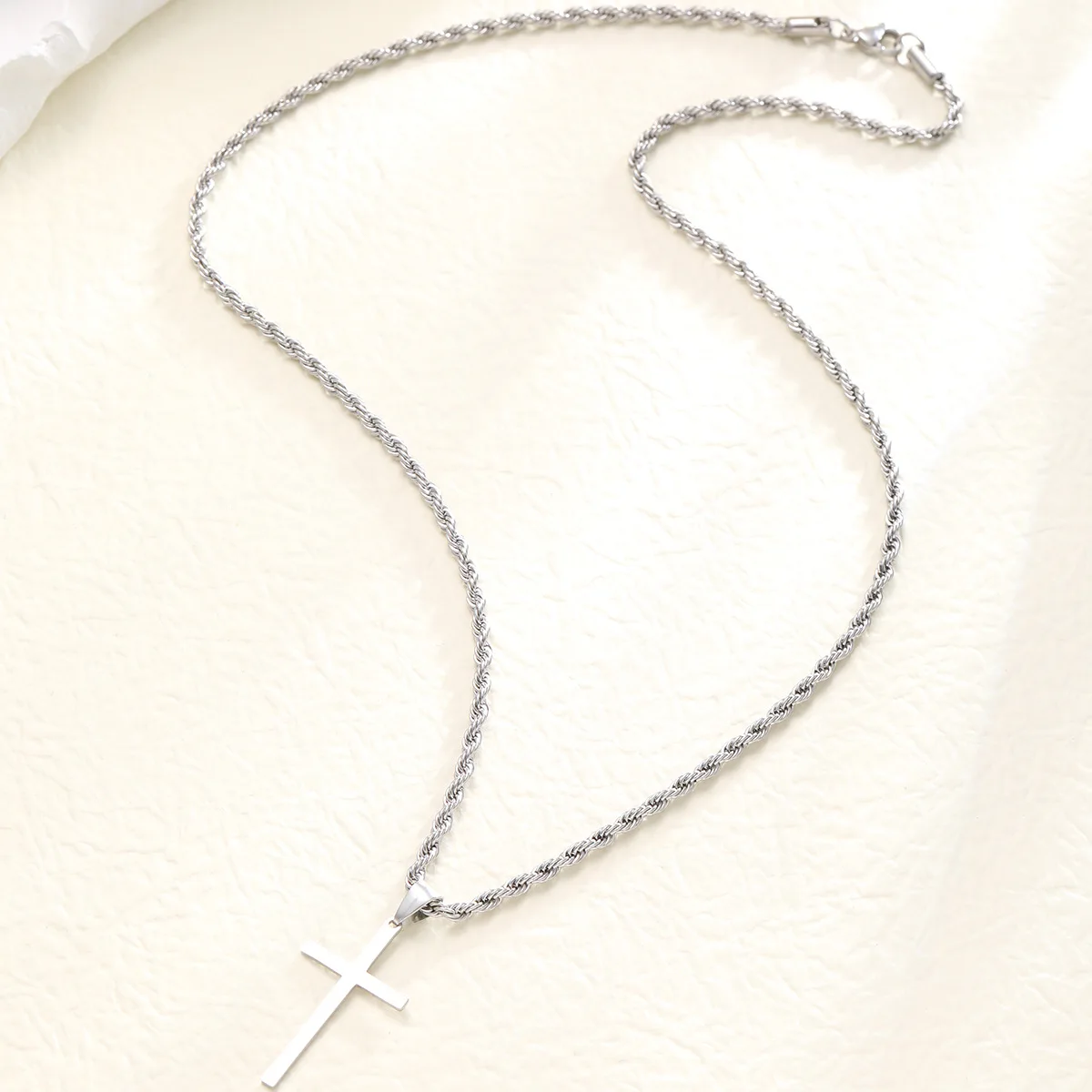 Fashion Cross Stainless Steel Necklace For Men Gold Color Crucifix Pendant Twisted Rope Snake Chain Women Party Jewelry