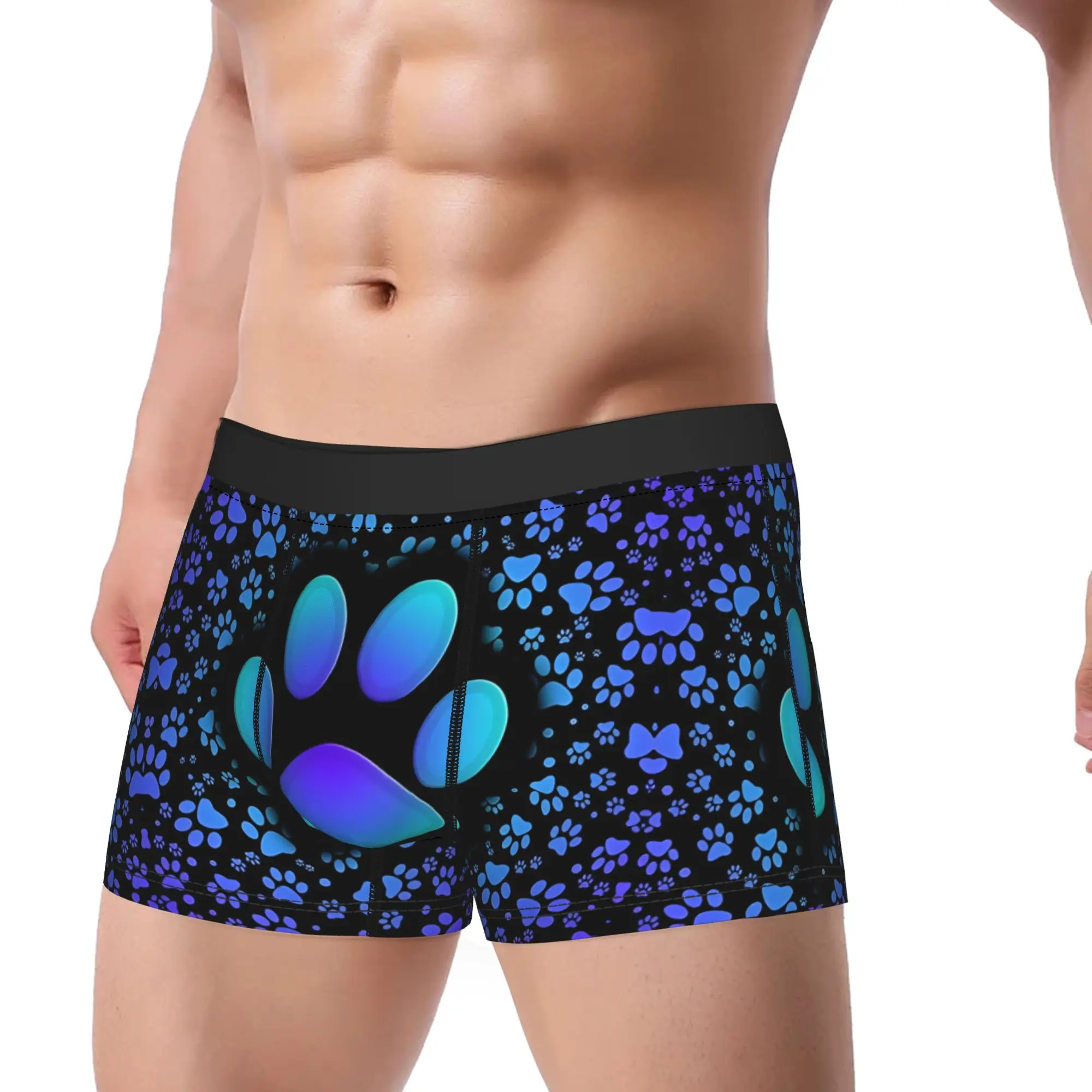 Magical Pet Paws Turquoise Blue Animal Lovers Underpants Homme Panties Man Underwear animal Print Shorts Boxer Briefs
