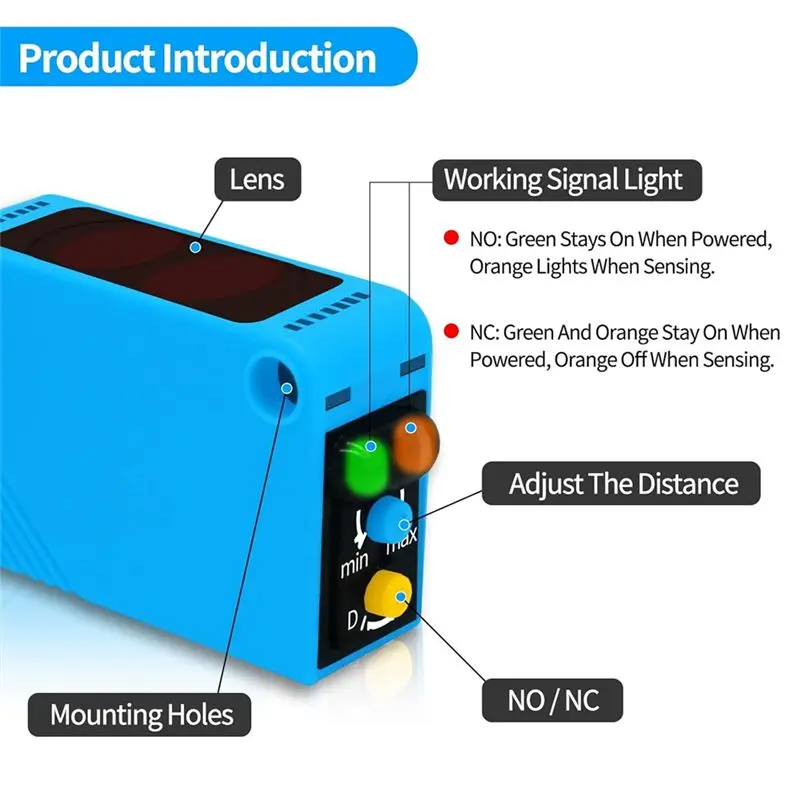 AC88-Photoelectric Sensor Switch NO+NC,DC10-30V Reflective Photoelectric Sensor Photovoltaic Sensor Garage Parking Sensors NPN