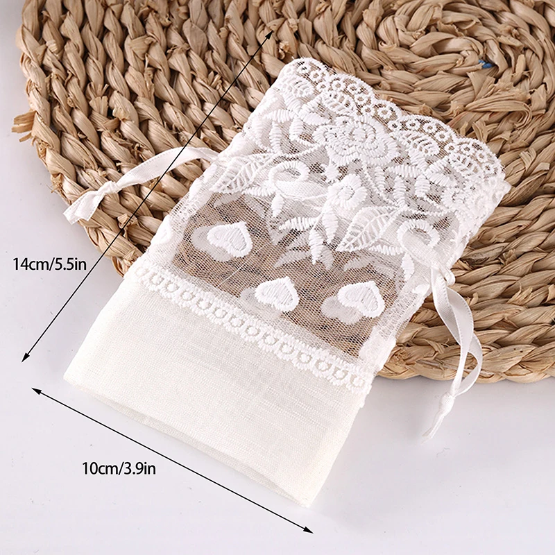 Bolsa con cordón para joyería de encaje, embalaje de dulces de Navidad, bolsas de bolsillo, paquetes artesanales, bolsas de regalo de boda para invitados
