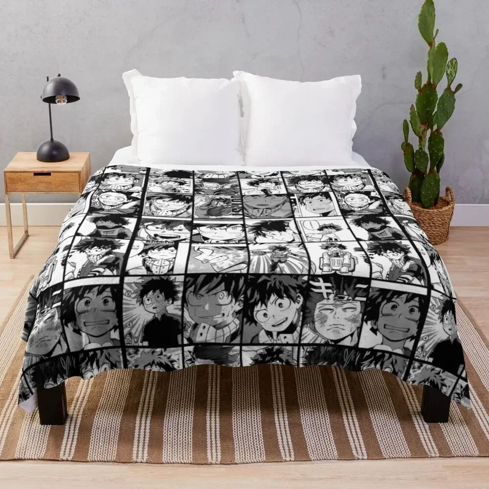 

deku manga panels collage Throw Blanket decorative Flannel funny gift Large Blankets