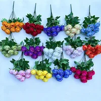 9 Forks Silk Rose Artificial Flower Bouquet For Wedding,Home Decor,Valentine's Day Gift, Room Table Decor,Scenery Decor 4
