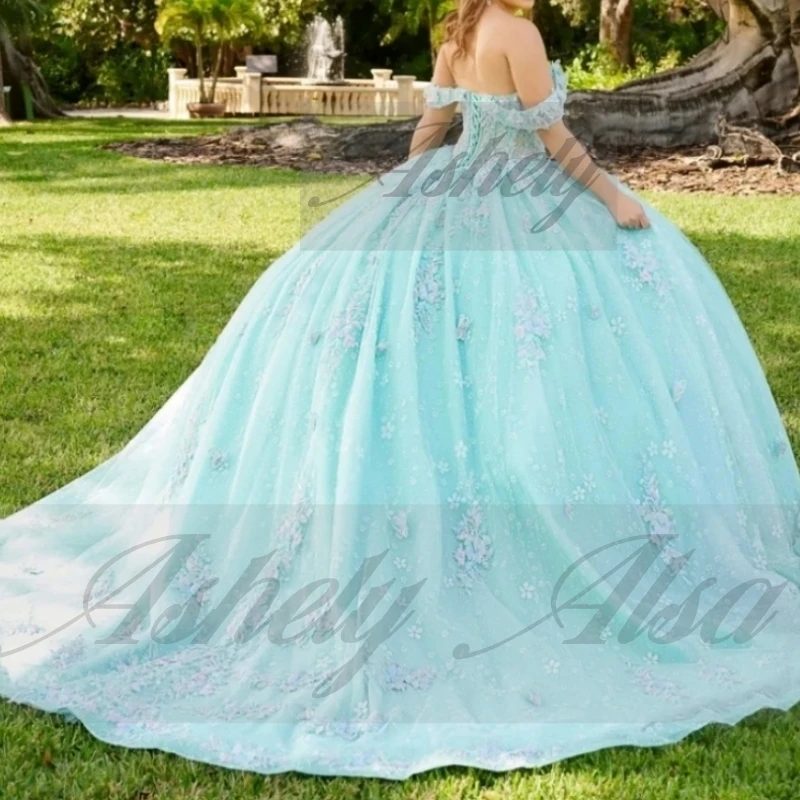 A1045 Elegante 15th Girl Abiti stile Quinceanera Manica ad aletta Applique in pizzo Abito da ballo Prom Festa di compleanno Occasioni speciali Personalizzato