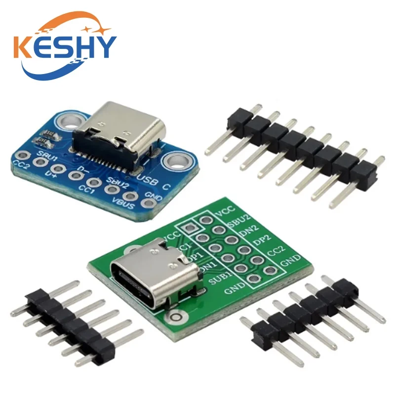 5pcs/lot Type-c usb transfer pin dip female base B adapter plate welded female head typec feed and discharge pin