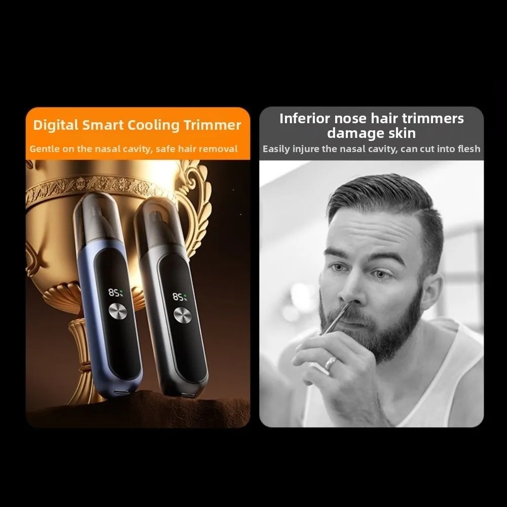 

LED Digital Display Electric Nose Hair Trimmer Rotary Cutter Head Safety Pruning Nose Hair Remover Efficient Painless