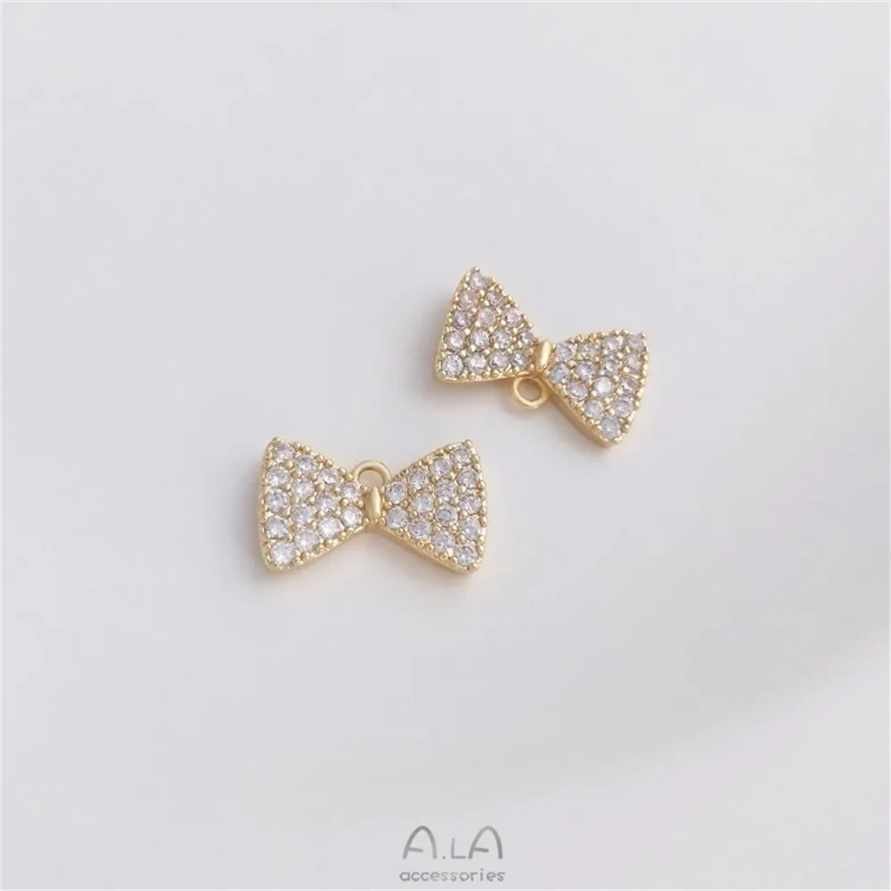 

Micro-inlaid Zircon 14K Gold Color-preservation Bow Tie Pendant Handmade Diy Bow Pendant Bracelet Earrings Pendant