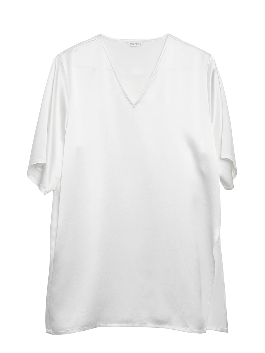 

Шелковая футболка с коротким рукавом, повседневная, свободного кроя, летняя, женская, однотонная, из тонкой ткани, стандартной длины