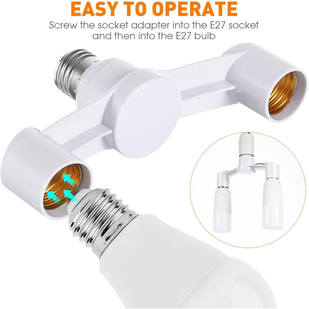 JOYINLED 2-in-1 Dual Bulb Adapter Lamp Holder Converter 1-10PCS E27 to 2E27 Light Socket Splitter 85-285V Home Lighting Base