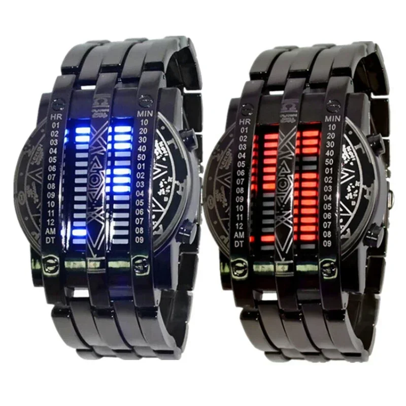 2024 Luxury Man Watches Fashion Popular Brand Sport Men Women Creative Stainless Steel LED Date Bracelet Watch Binary Wristwatch