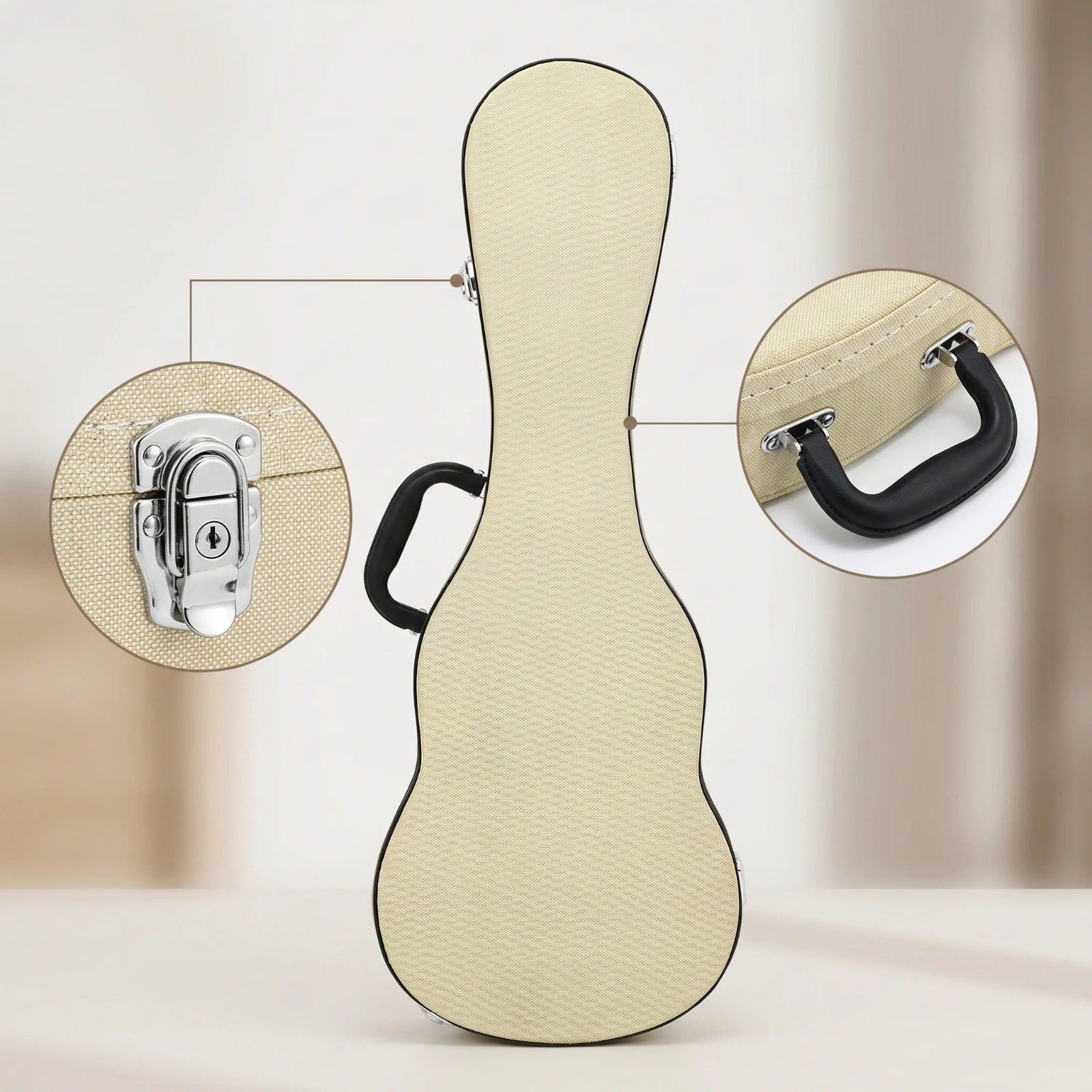 Ukulele Hard Case Secure Ukulele Case with Storage Compartment Long-Lasting Portable for Musicians, Travel, Rehearsals