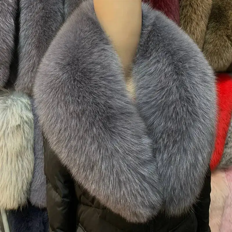 Real Fox Fur Collar For Women Men Coat Jacket 2026 Shawl Wraps Winter Warm Fur Scarves Extra Large Size Neck Warmer Fur Scarf