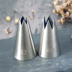 #631 #633 Open Star Piping Nozzle Cake Decorating Tools Stainless Steel Icing Nozzles Cream Pastry Nozzles Tips