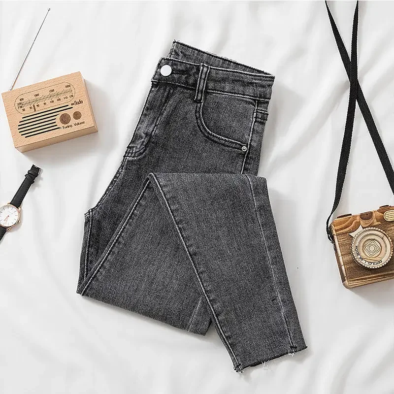 봄과 가을 신상 한국 스타일 하이웨이스트 스키니 슬림 슬리밍 레오파드 프린트 펜슬 팬츠 청바지 여성 트렌드