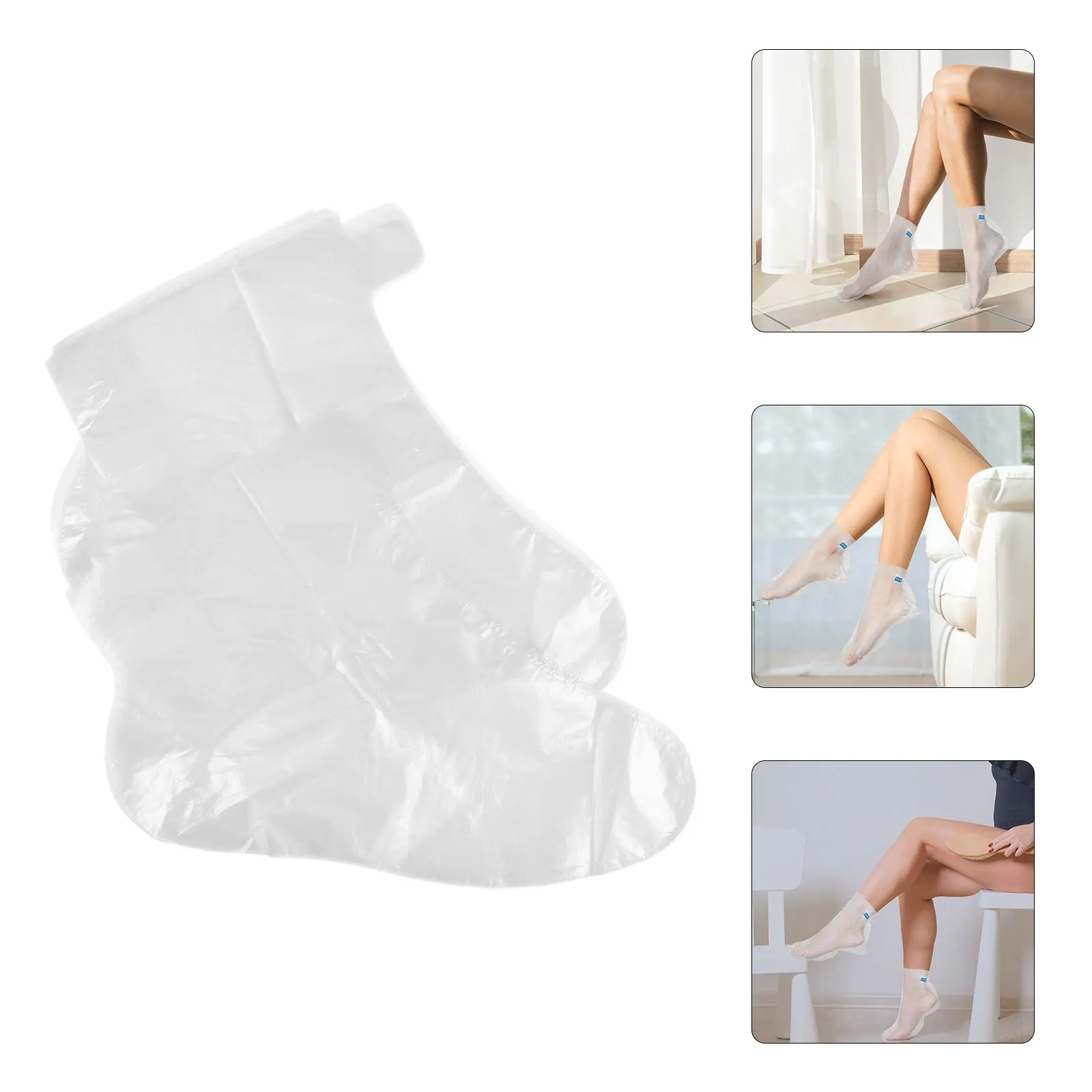 

100Pcs Waterproof Foot Mask Covers Clear Disposable Plastic Socks Foot for Moisturizing Dry Cracked Feet