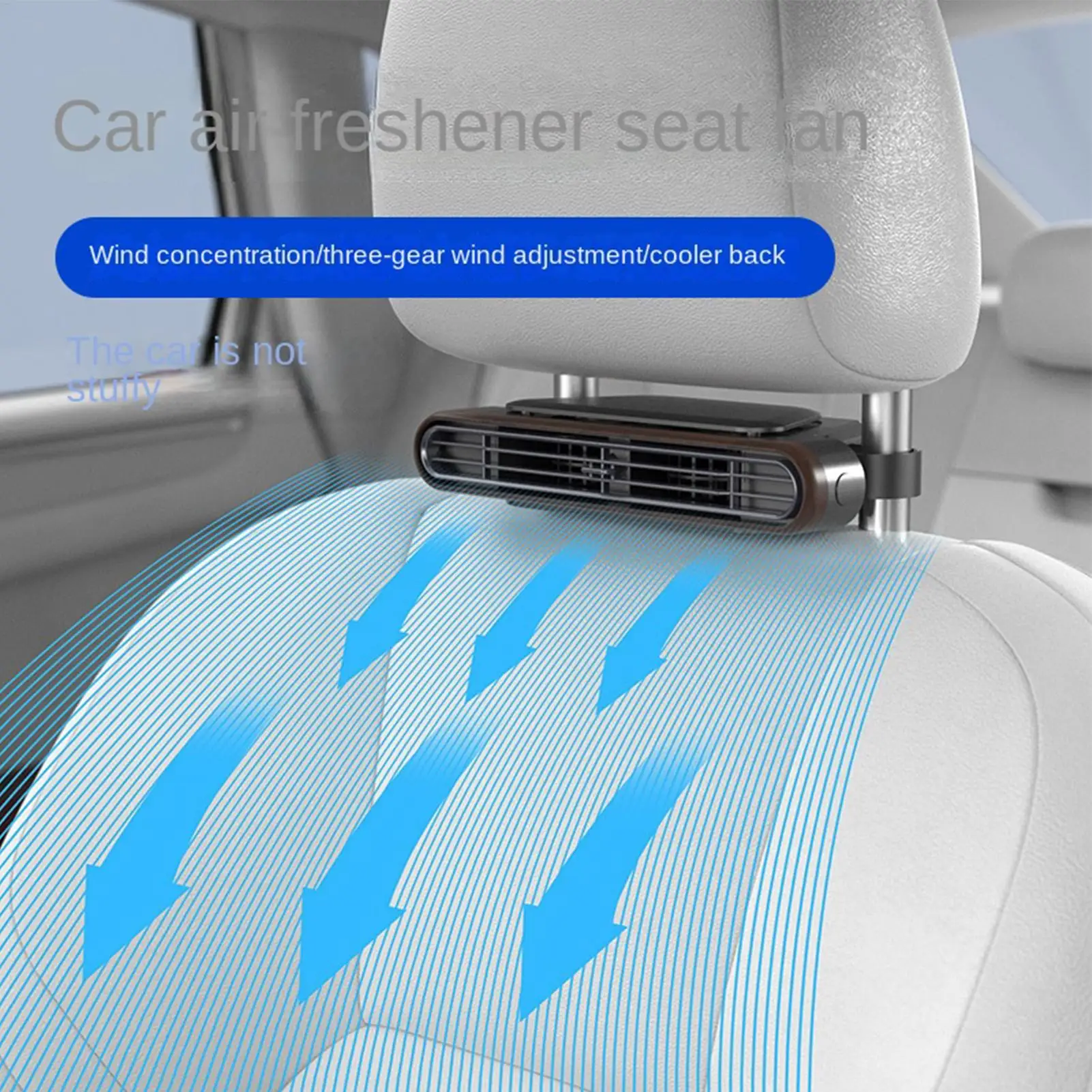 Backseat Car Fan Quiet Strong Airflow Backseat Mount Car Fan For Commuting Travel Family Outings Summer Men Women Kids Seniors