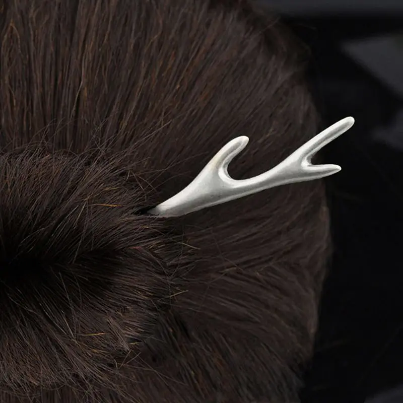 New Chinese Dragon Deer Horn Solid Simple Classical Hairpin, Antique Style Braided Hair Women, 520 Gift For Girlfriends