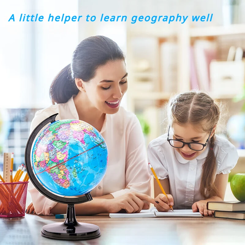 Deli 3031 Globe with Stand Perfect for Students and Teaching Resources Diameter 10.6cm globes terrestre