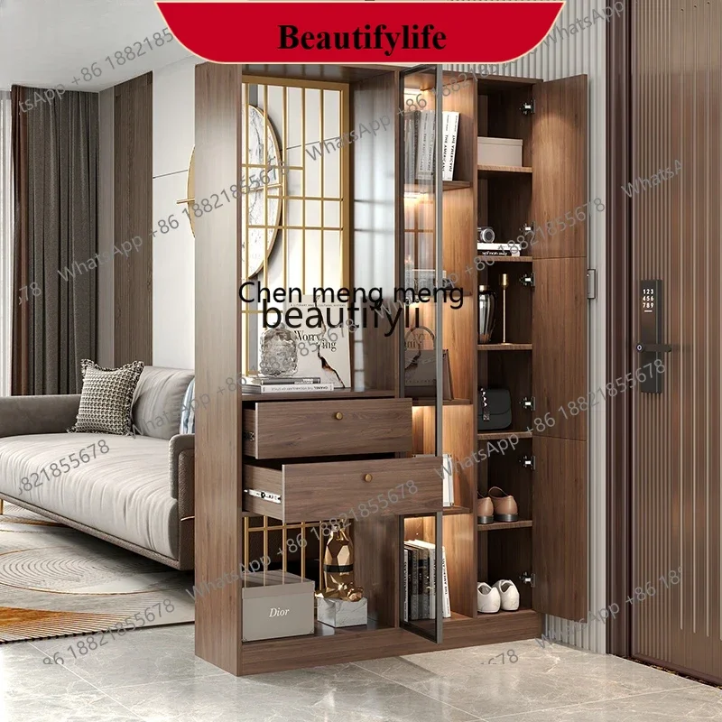 

D178 Y Y Light Luxury Iron Screen Hallway Entrance Cabinet Shoe Cabinet Integrated Living Room Storage Rack Wine Cabinet