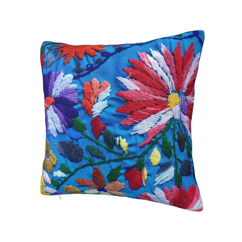 Custom Red White Mexican Flowers Pillow Living Room Decoration Modern Textile Floral Art Cushions for Sofa Square Pillowcase