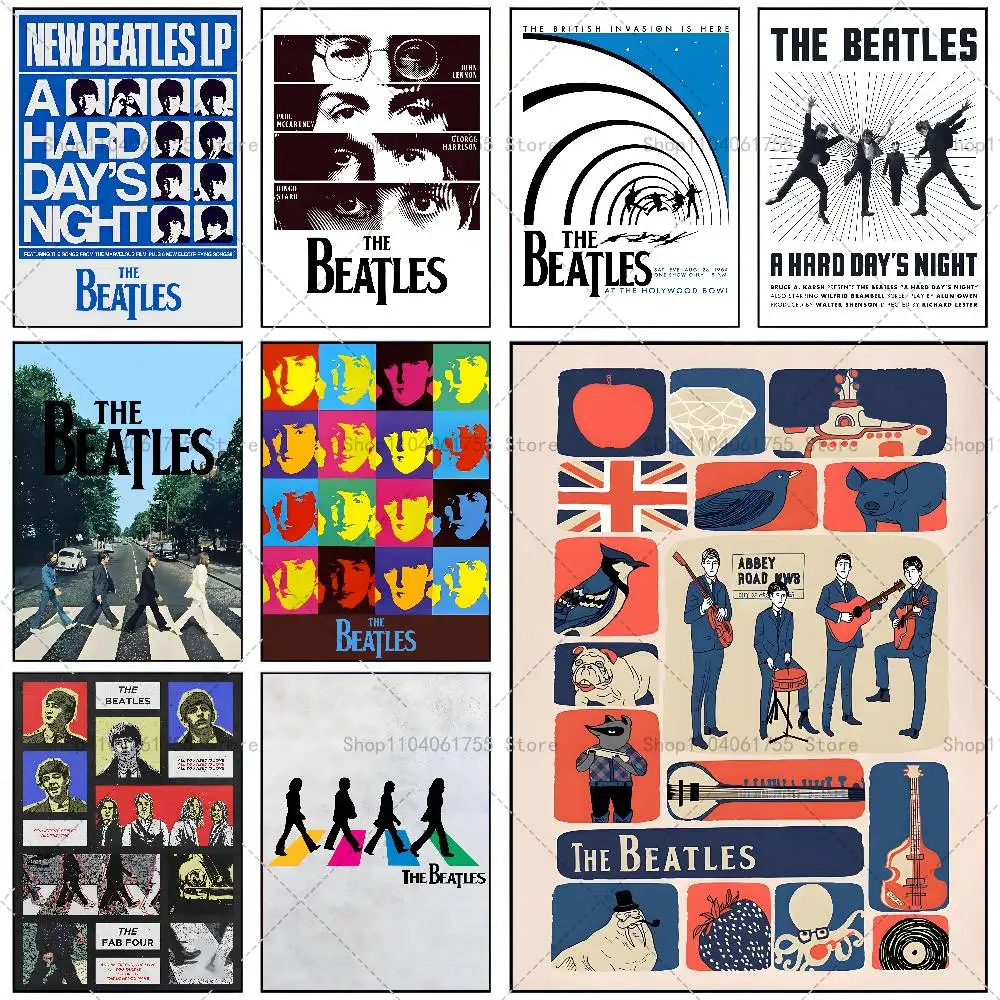 Classics Band The Beatles Poster Self-adhesive Art Waterproof Paper Sticker Coffee House Bar Room Wall Decor