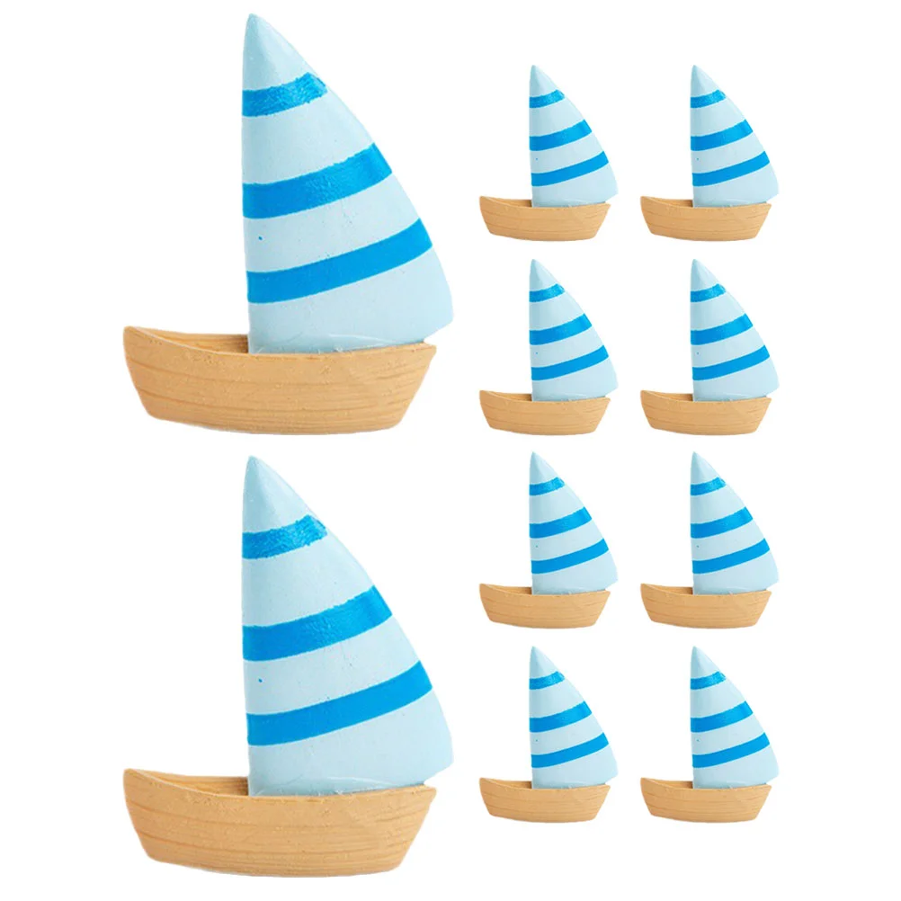 10 Pcs Chic Mini Figure Landscaping Sailboat Figurine Vivid Multi-function Realistic Cartoon Miniature Sea Figurines Desktop