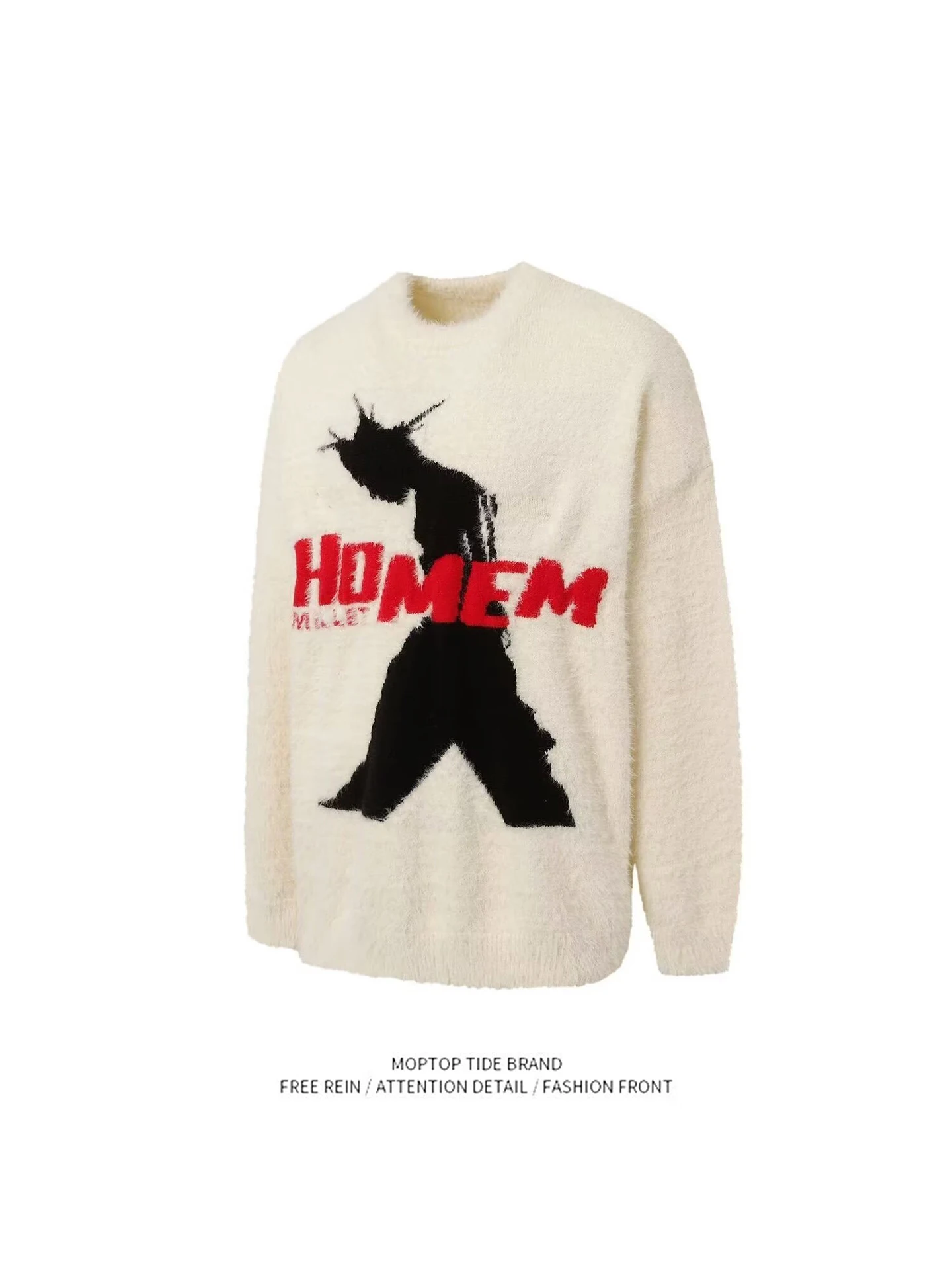 

Свободный вязаный свитер с длинными рукавами и круглым вырезом, с вышивкой, из искусственного меха норки, осенне-зимний, новый, молодежный, повседневный, модный тренд