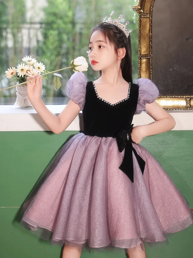 Party Princess Dress for Girls Children Beading Ballet Ball Gown Gala Teenage Girl Children Clothes Piano Performance Dresses