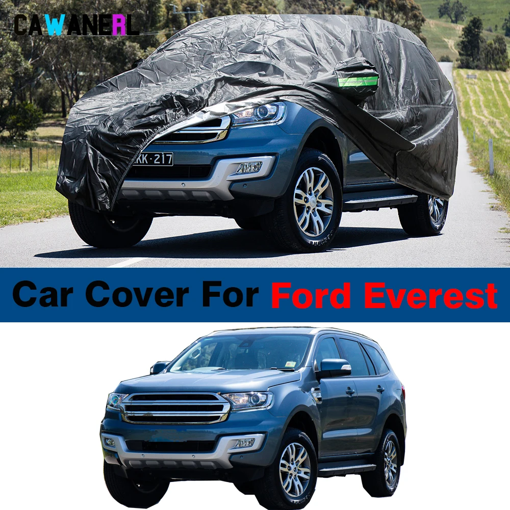 

Black Waterproof Car Cover Outdoor Anti-UV Sun Rain Snow Wind Protection SUV Cover For Ford Everest 2003-2023