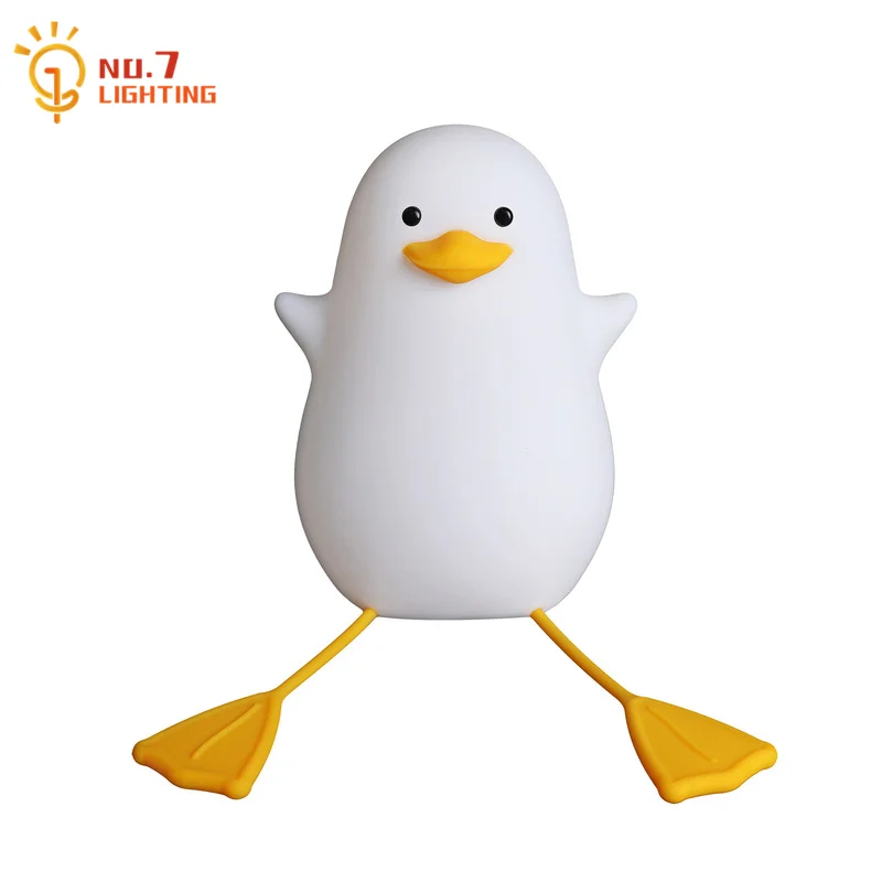 

Warm Lovely Cute Cartoon Silicone Seagull Night Light with USB Charging Christmas Gifts Kids/Grils Room Bedside Sleeping Lamp