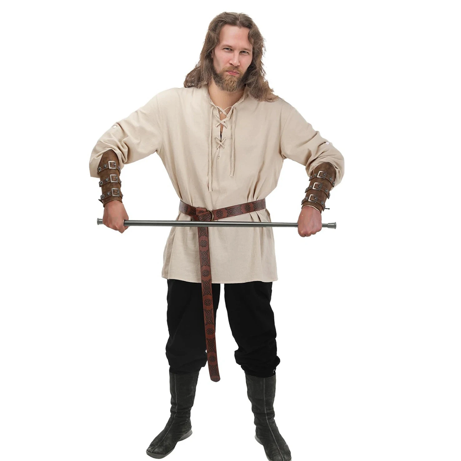 

Retro Vintage Medieval Renaissance Pants Outfits Waist Belt Shirt Arm Guards Pirate Men's Cosplay Costume Halloween