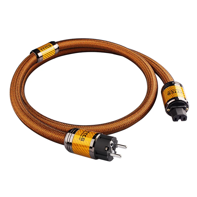 YYTCG Hi-End HiFi Stromkabel 7N OCC versilbert EU/US audiophile Kohlefaser rhodiniert Stecker Verstärker Filter Stromkabel 3